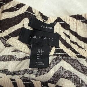 Tahari Black and Cream Linen Skirt